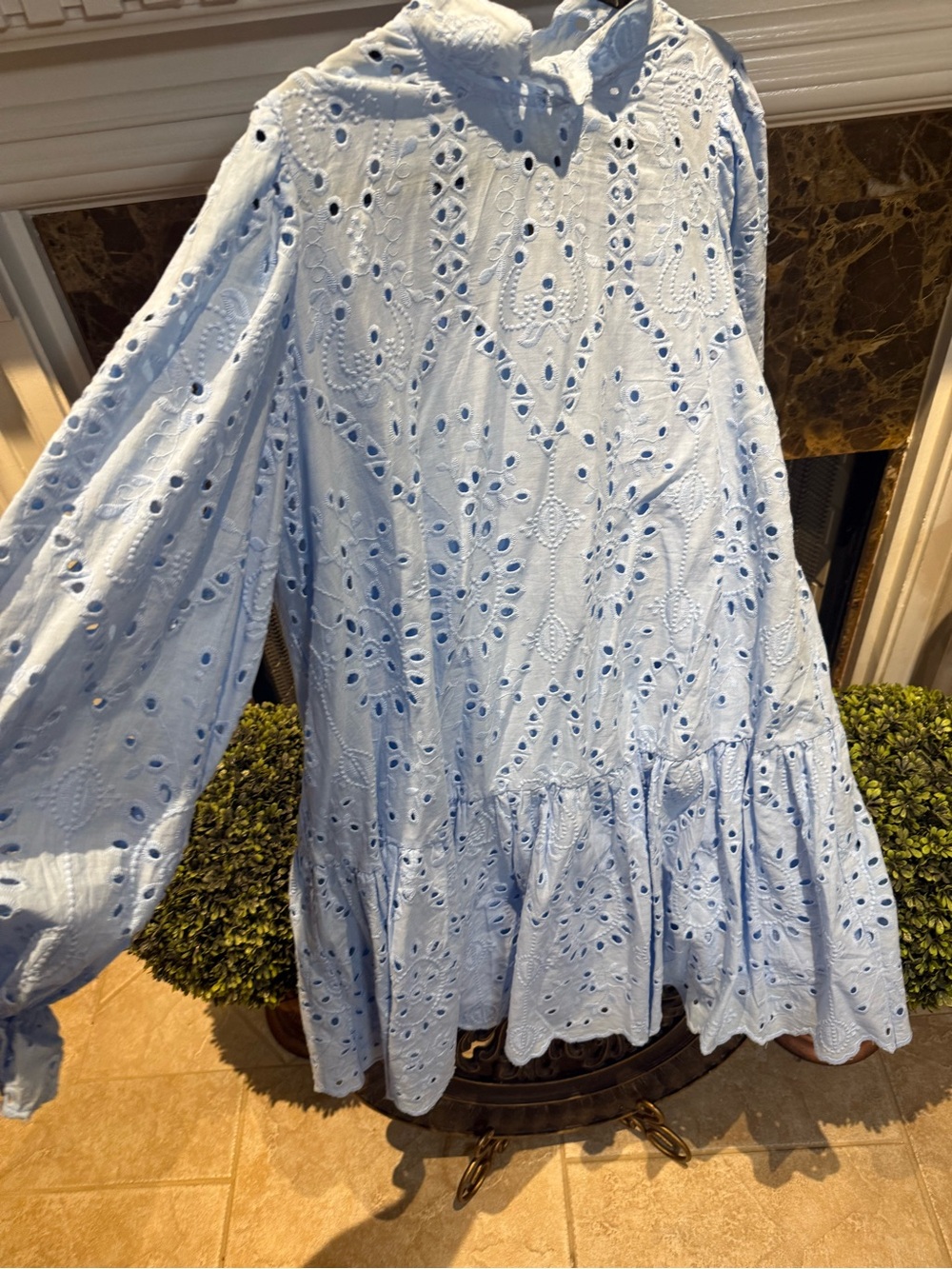 Eloquii Light Blue Eyelet Ruffled Mini Dress